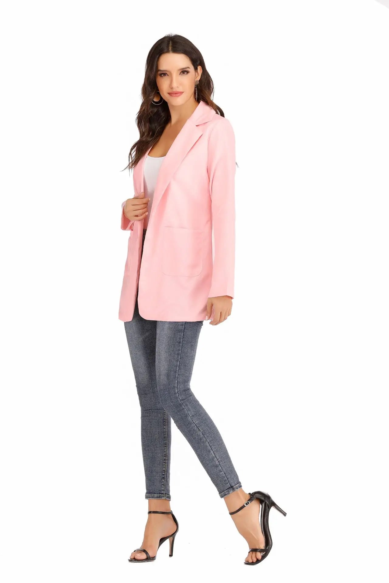 Chic Polo-Neck Cardigan Blazer