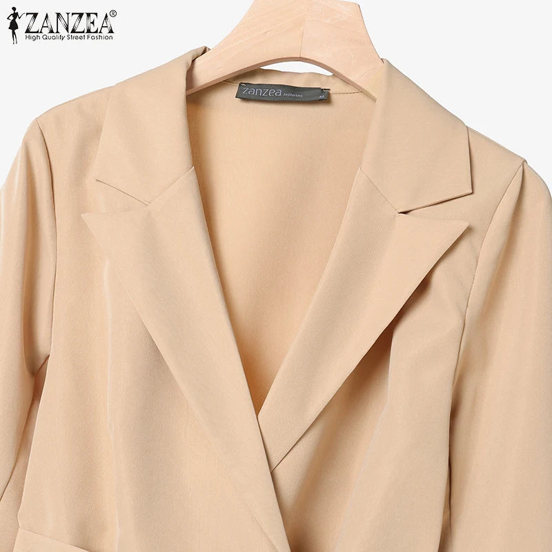 ZANZEA Women’s Belted Blazer & Wide-Leg Pant Set