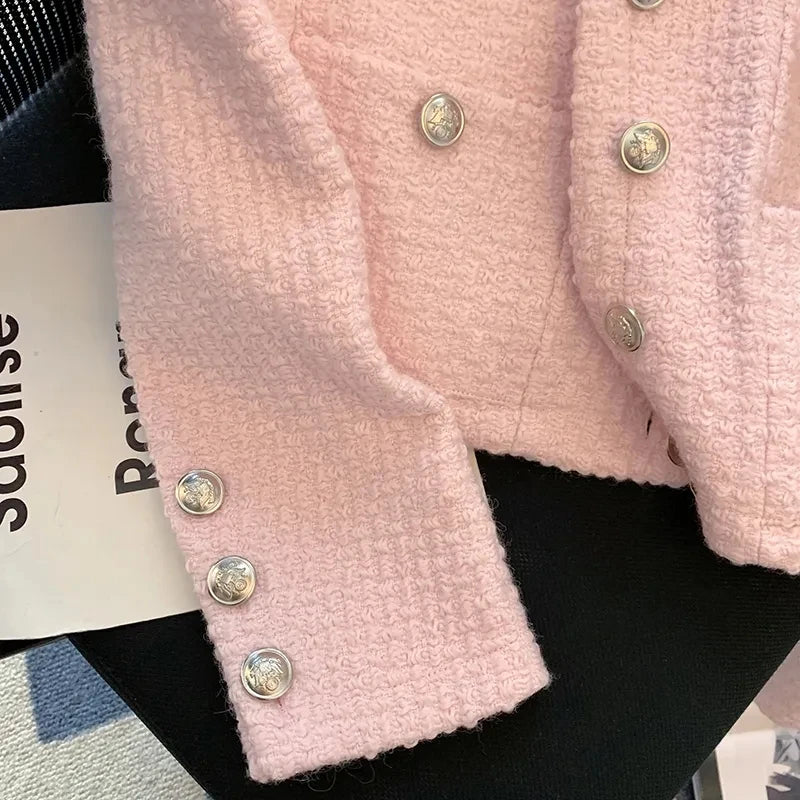 Vintage Pink Tweed Crop Jacket