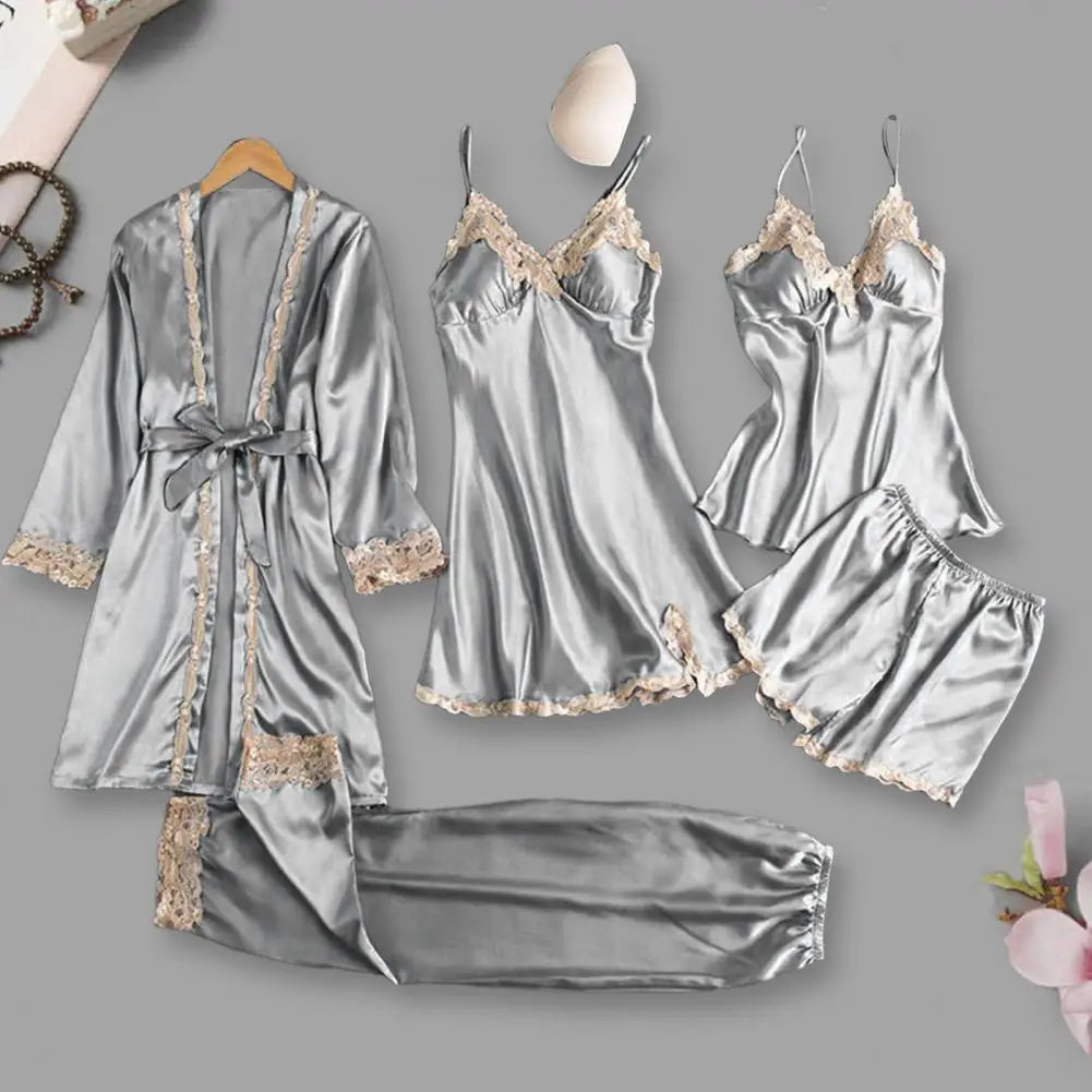 Lace & Satin Silk Sleepwear Set