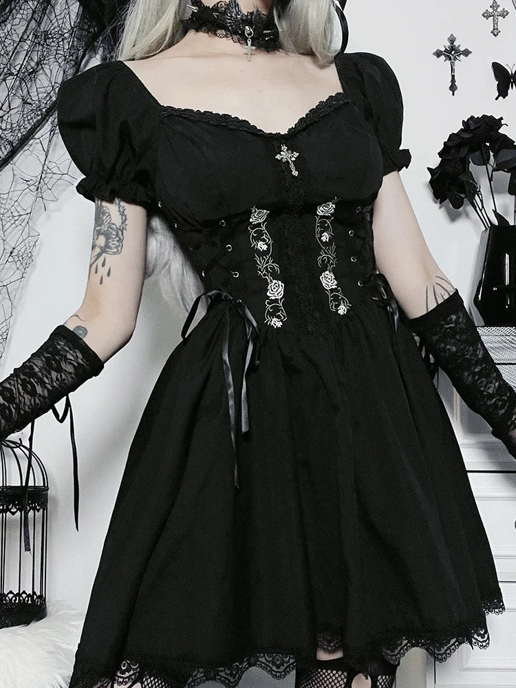 Midnight Lace Gothic Corset Dress