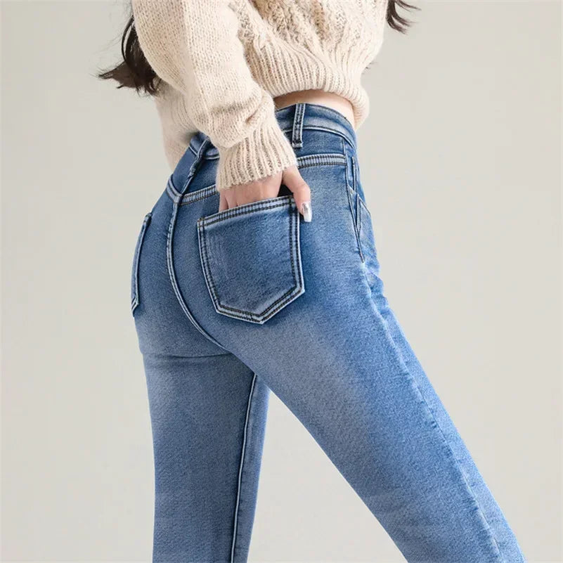Women’s Thermal Skinny Jeans – Winter Warm Fleece Denim