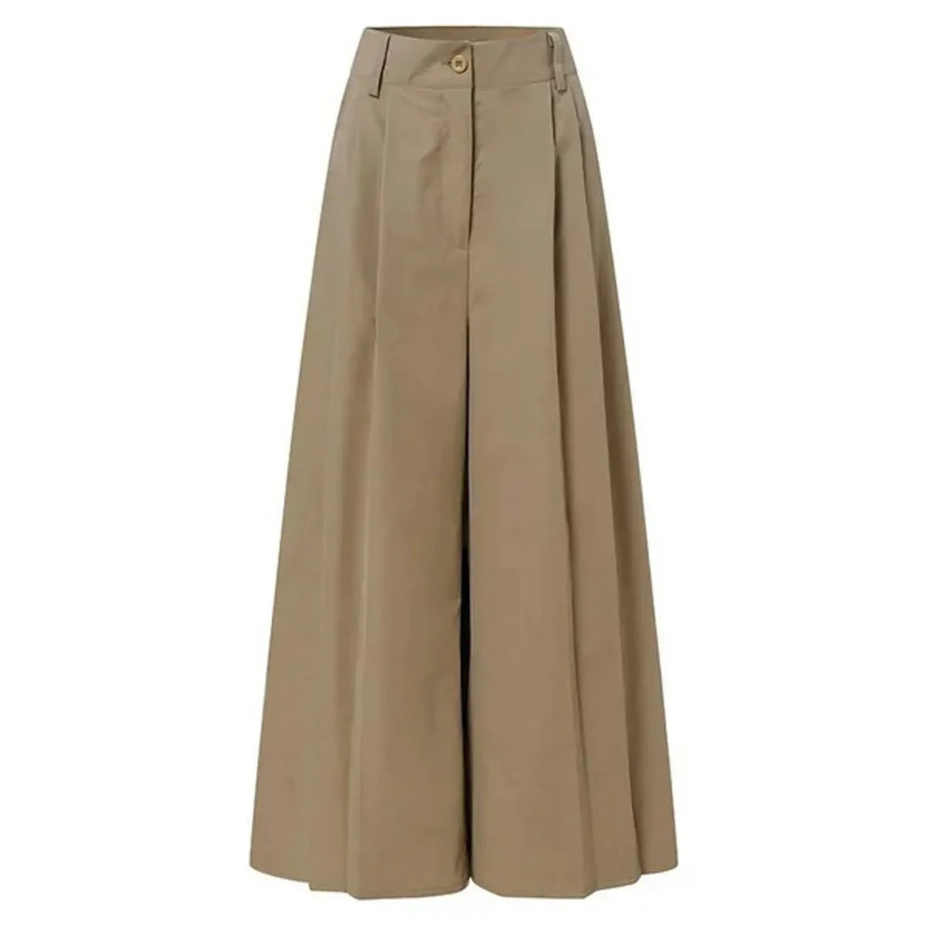 Cotton-Linen Flared Palazzo Trousers