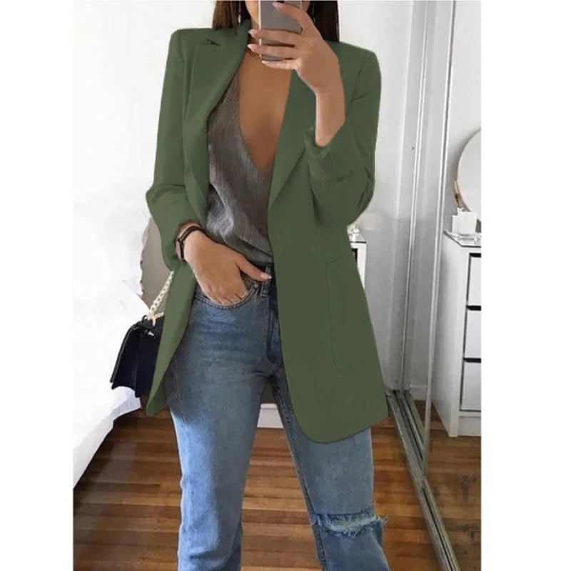 Chic Polo-Neck Cardigan Blazer