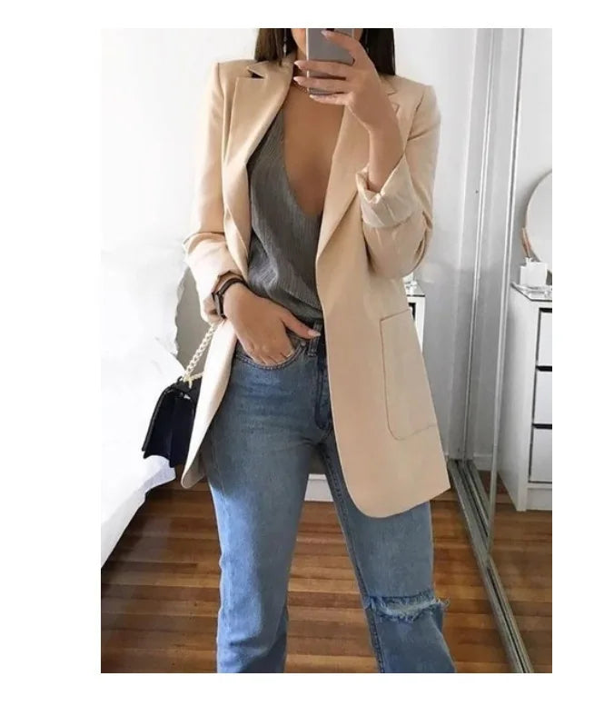Chic Polo-Neck Cardigan Blazer