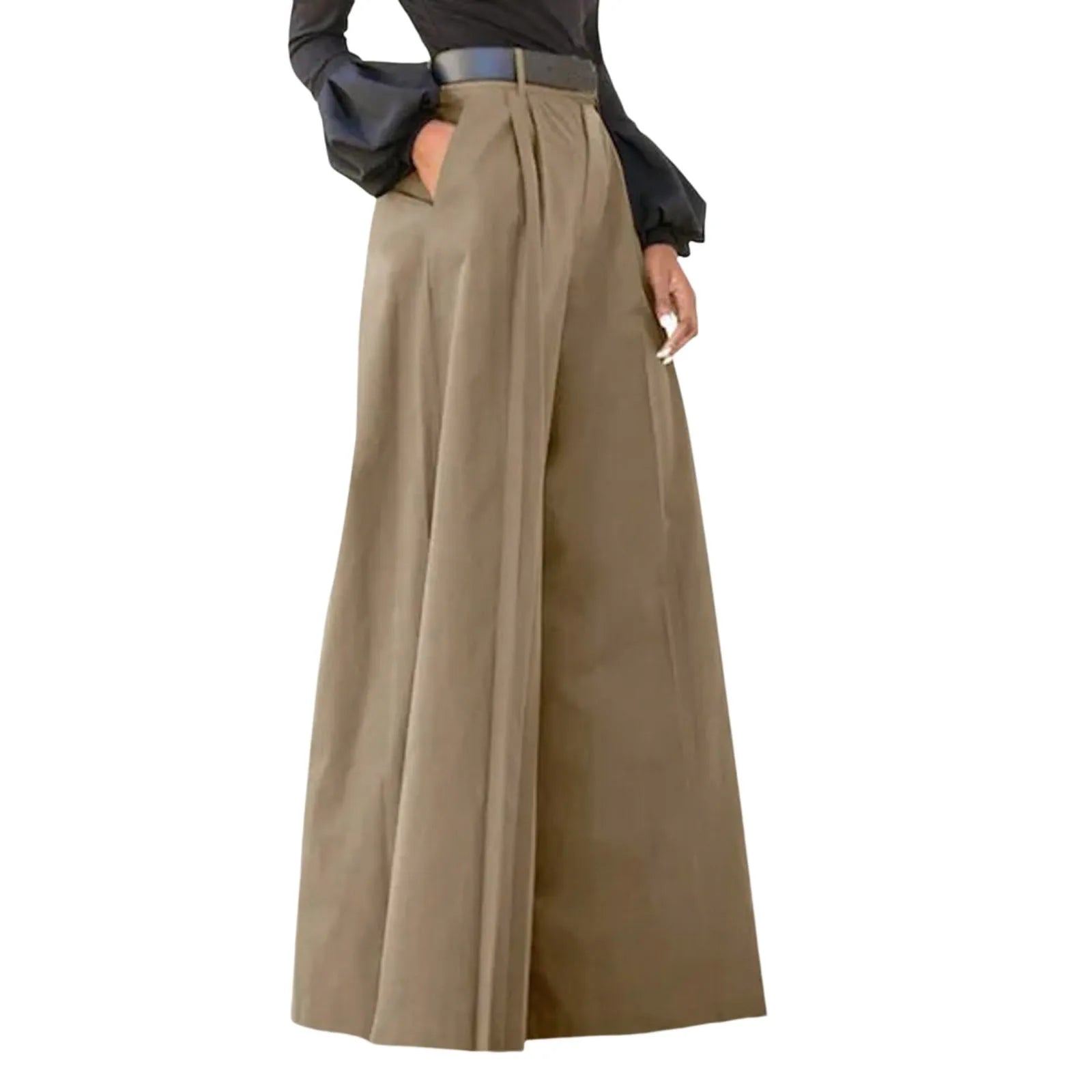 Cotton-Linen Flared Palazzo Trousers