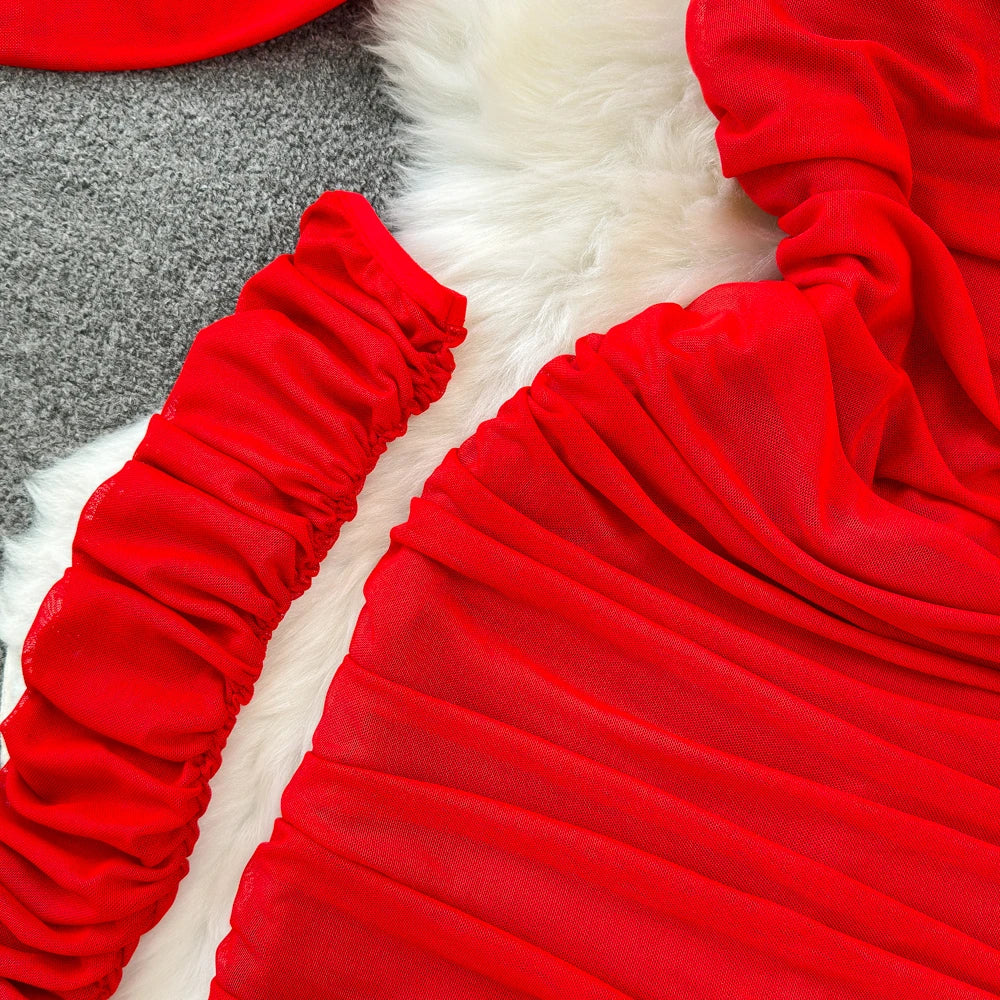 Holiday Glam Mesh Strapless Dress