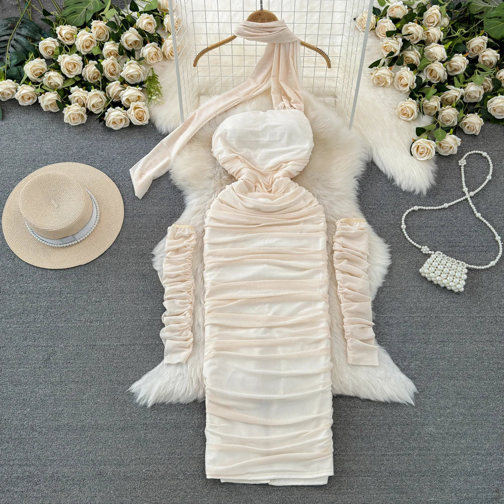 Holiday Glam Mesh Strapless Dress