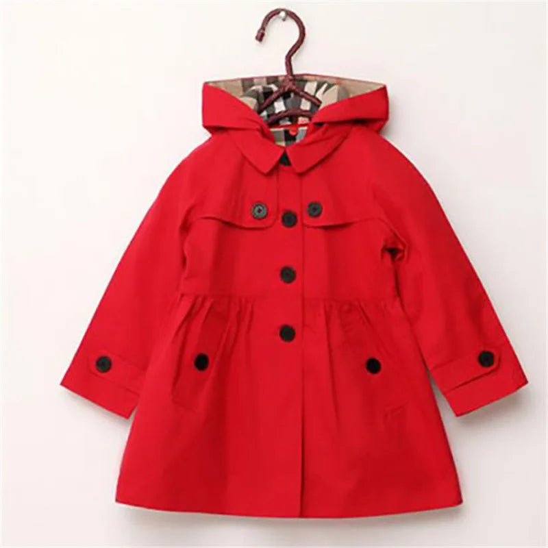 Autumn Chic Hooded Trench Coat for Girls