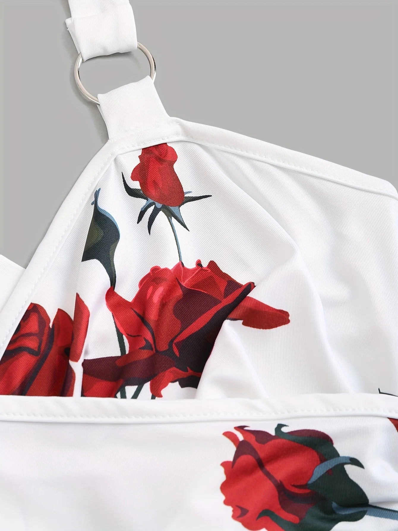Rose Print Cross-Back Lace Camisole