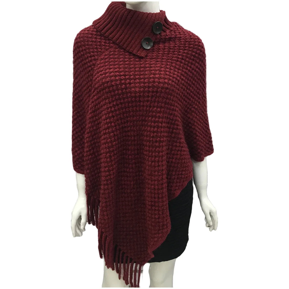 Boho Fringe Knit Cape