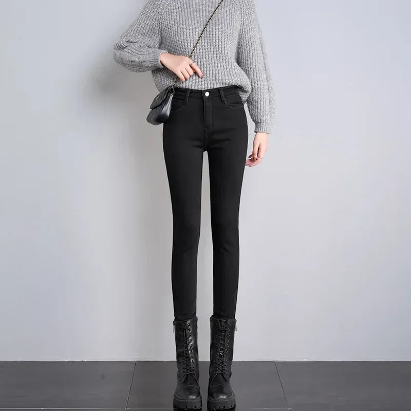 Women’s Thermal Skinny Jeans – Winter Warm Fleece Denim
