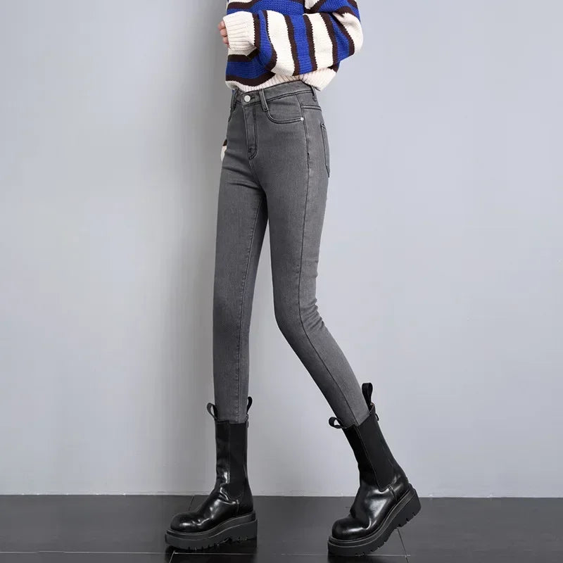 Women’s Thermal Skinny Jeans – Winter Warm Fleece Denim