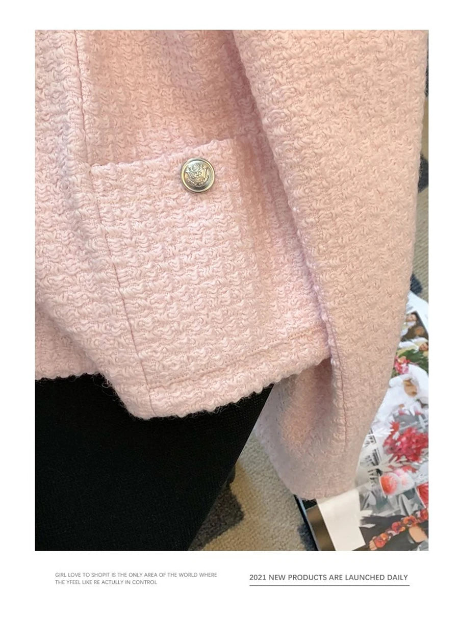 Vintage Pink Tweed Crop Jacket