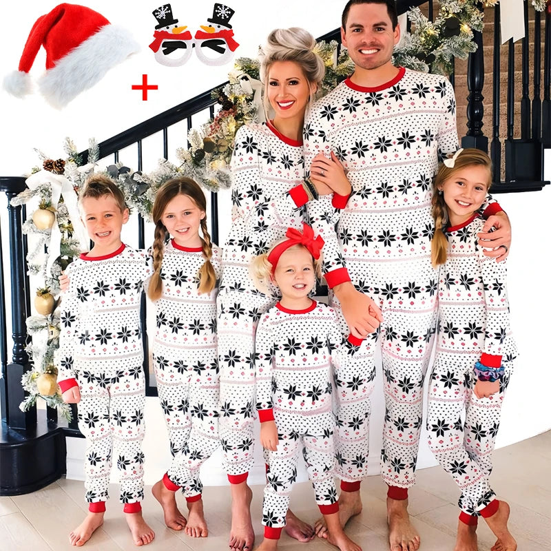 Mom & Daughter Retro Print Christmas Pajama Set